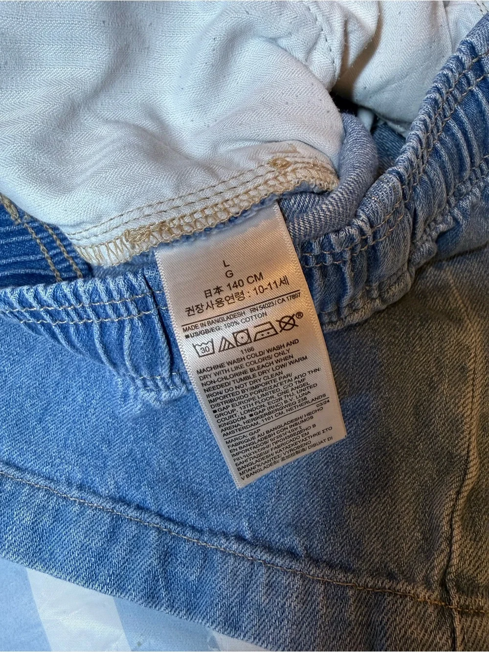 Girls GAP easy wide leg pull on jeans Elastic-Waist Straight Jeans size L, 10-11